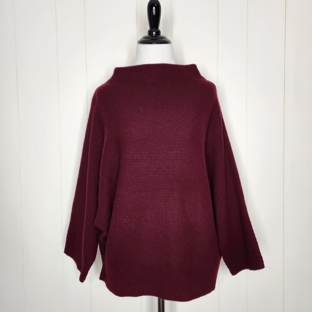 The Reset R Label Wool Dolman Sleeve Crew Neck Pullover Sweater Burgundy Size L
